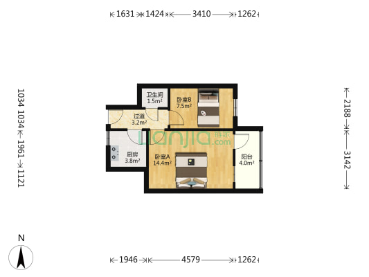 英南小区 2室0厅1卫 44平方