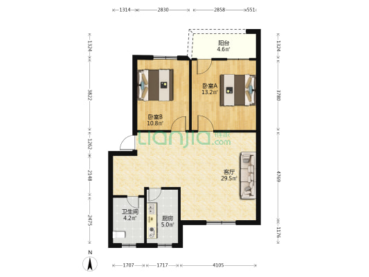 西藏新村 2室1厅1卫 82平方