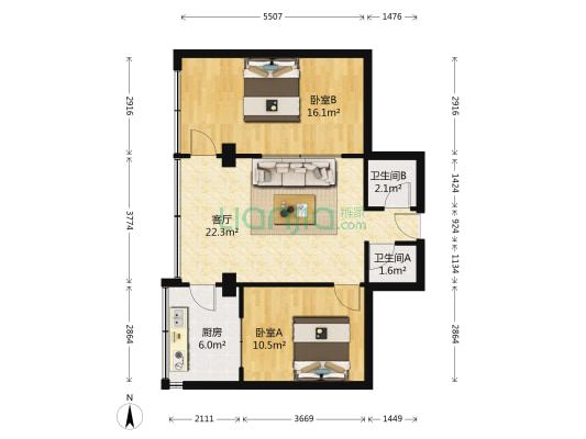 弘苑小区 2室1厅2卫 68平方