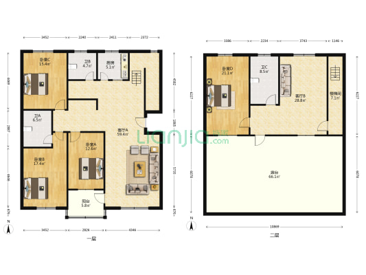 盐业小区 4室2厅3卫 221平方