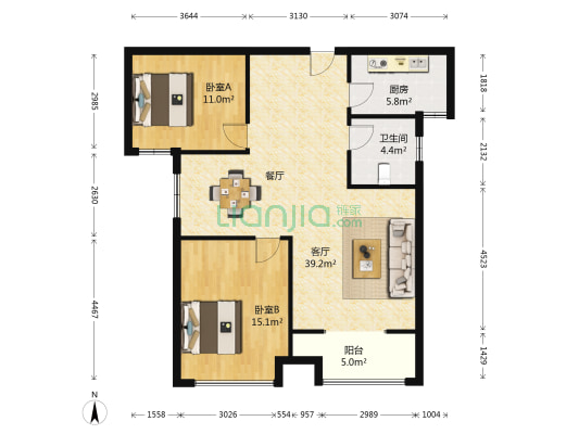 吉地·澜花语 2室1厅1卫 111平方