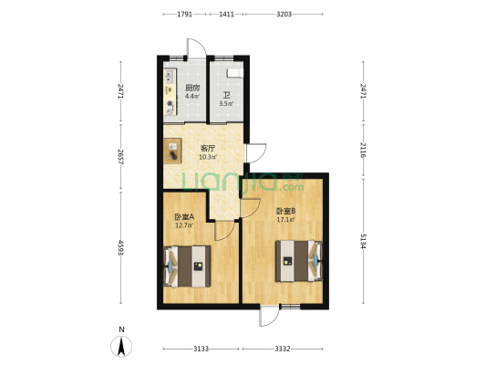 郭家五小区 2室1厅1卫 71平方