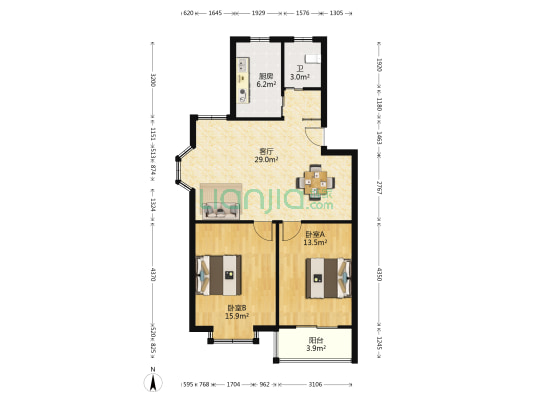 芦江小区 2室1厅1卫 86平方