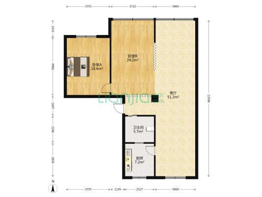 沿港路3号 2室1厅1卫 138平方