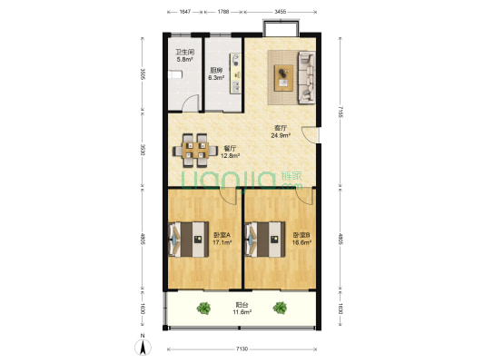 丰乐苑北区 2室2厅1卫 181平方