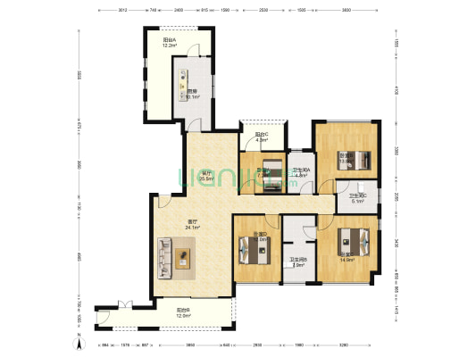 嘉元 4室2厅3卫 178平方