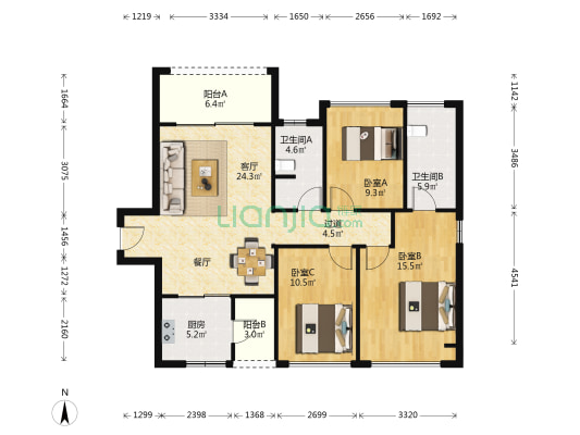 海岸悦府 3室1厅2卫 113平方