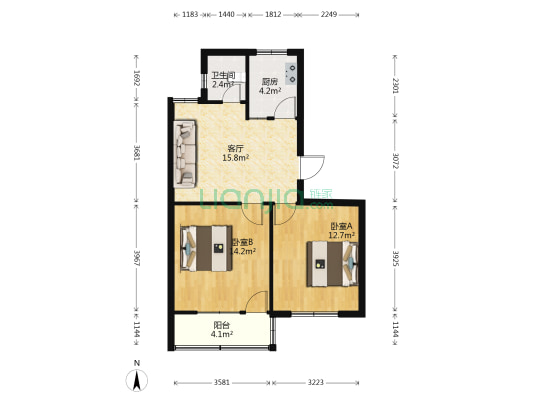 文星东路 2室1厅1卫 72平方