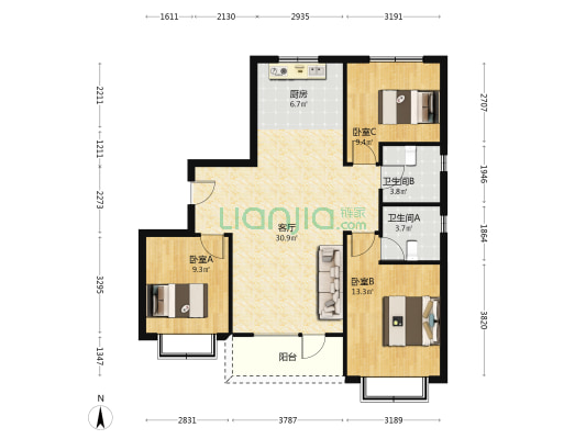 德惠灵山秀水 3室1厅2卫 115平方