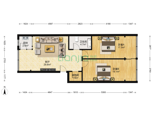 恒祥小区 2室1厅1卫 94平方
