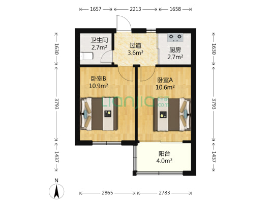 苇湾社区西区 2室0厅1卫 39平方
