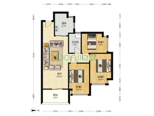 碧桂园狮子洋 3室1厅1卫 84平方