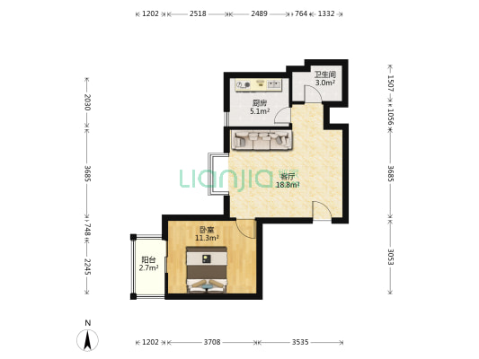丽水馨苑 1室1厅1卫 58平方