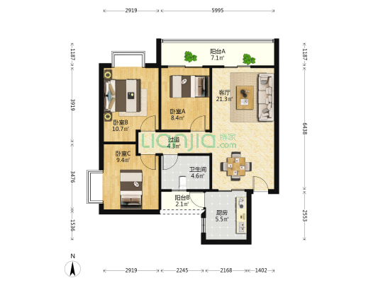 荣升·珑樾 3室1厅1卫 83平方