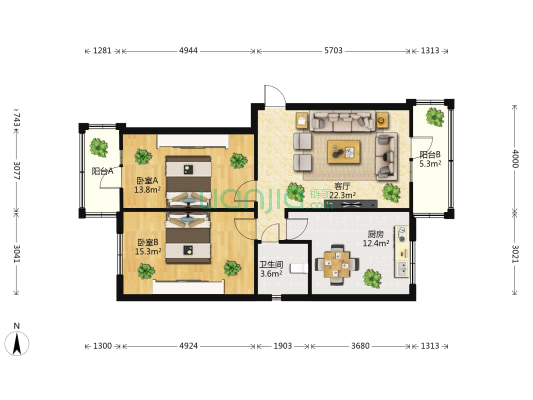 书林新村 2室1厅1卫 98平方