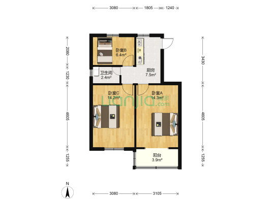 复兴中路1260弄 3室0厅1卫 62平方