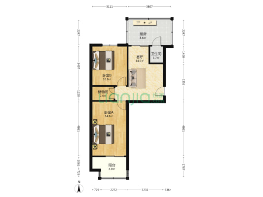 西安文理学院太白校区家属院 2室1厅1卫 61平方