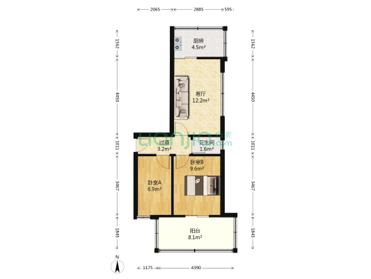 西坝新村651号 2室1厅1卫 51平方