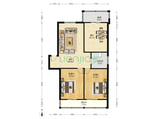 省地税局家属院 2室2厅1卫 108平方