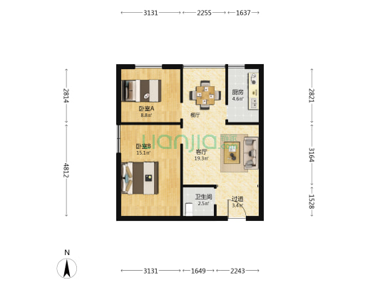 中林嘉苑 2室1厅1卫 78平方