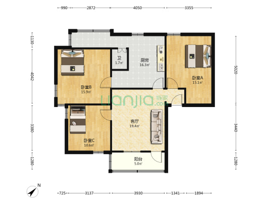 寿山路 3室1厅1卫 95平方