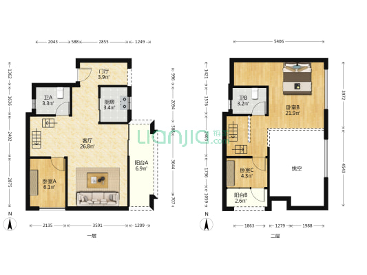 富佳和院 3室1厅2卫 113平方