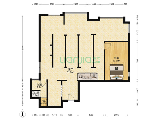 帝豪名都 1室1厅1卫 149平方