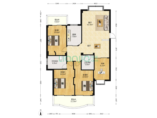 海景花园 4室1厅2卫 144平方