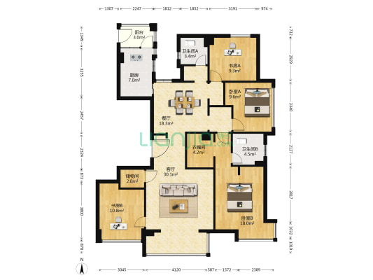 兰庭公馆 4室2厅2卫 161平方
