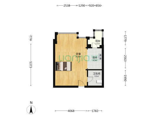 通厦公元99 1室0厅1卫 53平方
