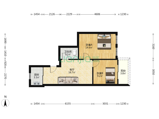 草堂巷 2室1厅1卫 64平方