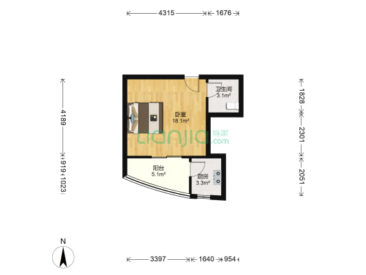 华庭云顶 1室0厅1卫 43平方