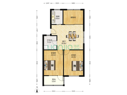 平巷新小区 2室1厅1卫 89平方