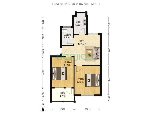 沙井安居小区 2室1厅1卫 75平方
