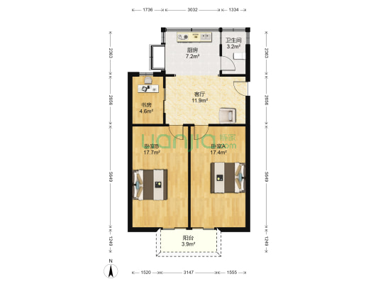 中山大道20号 3室1厅1卫 74平方