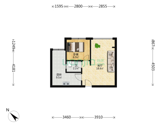 长生阁 1室1厅1卫 47平方