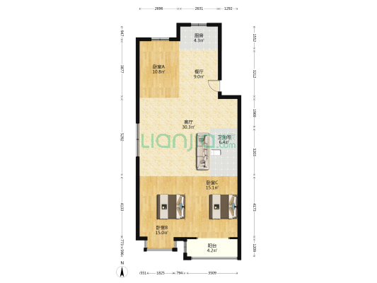 祥和嘉苑 3室2厅1卫 115平方