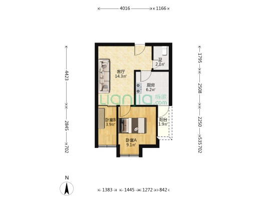 泰和苑 2室1厅1卫 42平方