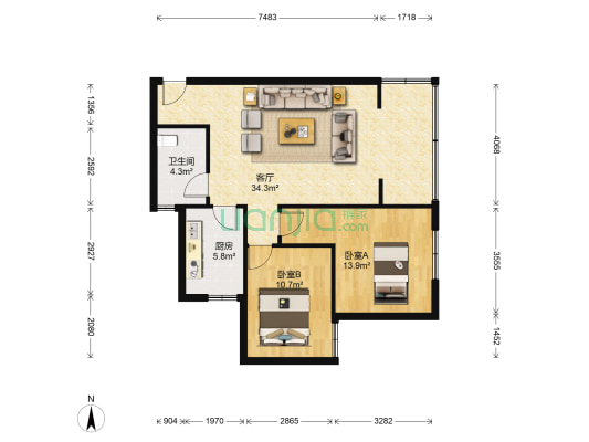 秀水园 2室1厅1卫 81平方