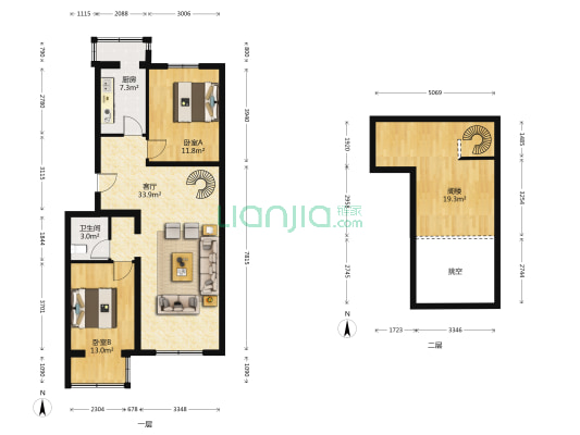 溪水花园一区 2室1厅1卫 90平方