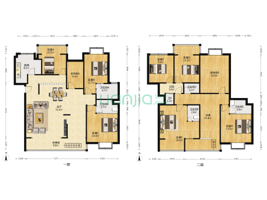 长水航城航景苑 8室1厅6卫 236平方