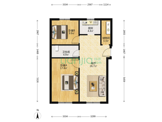 石化一村 2室1厅1卫 88平方