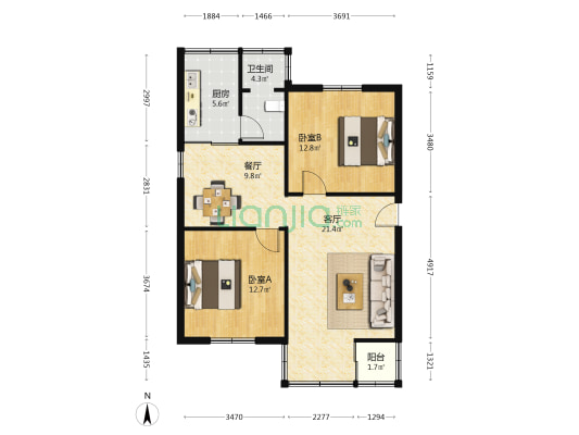 广东司法警官职业学院(龙洞校区) 2室2厅1卫 87平方