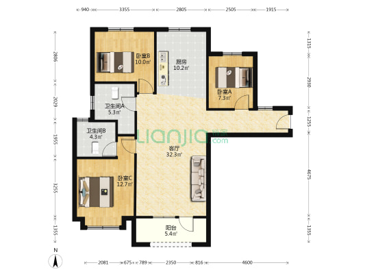 新社区小区环境好，园林式绿化，人车分流，配套齐全。-户型图