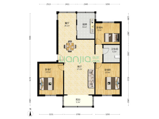 城基路148弄 3室2厅1卫 120平方