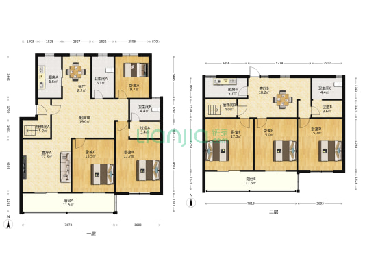 盆架桥花苑 6室4厅3卫 238平方