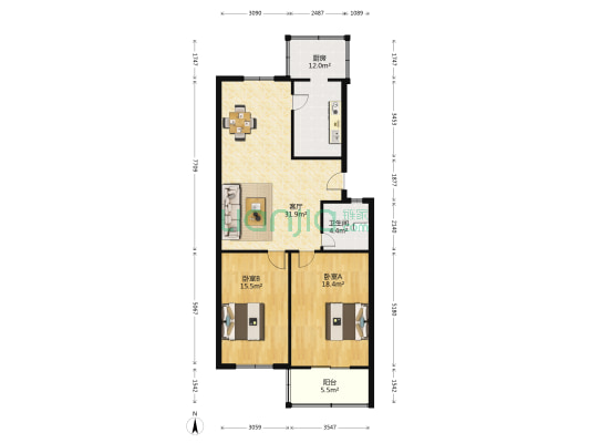 长春西里 2室1厅1卫 101平方