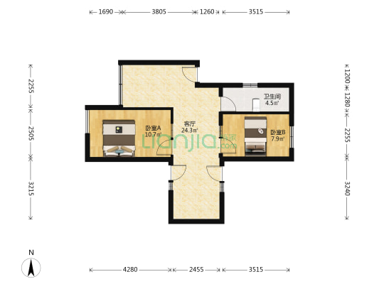 彩虹二苑 2室1厅1卫 45平方