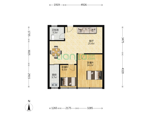 龙华大楼 2室1厅1卫 64平方