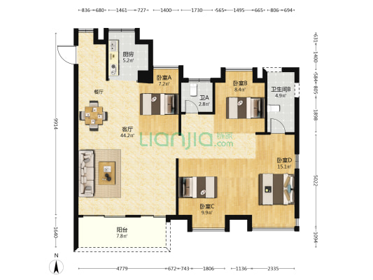 喜盈门富居公馆 4室1厅2卫 131平方